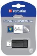 PinStripe 64GB Flash Drive - Black