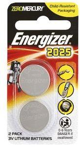 Lithium Coin CR2025 Battery - 2 pack 