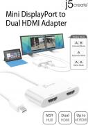 JDA156 Mini DisplayPort to Dual HDMI Adapter