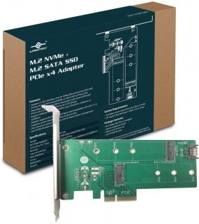 M.2 NVMe + M.2 SATA SSD PCIe x4 Adapter 