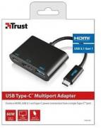 USB-C 3 In 1 Multiport Adapter - Black