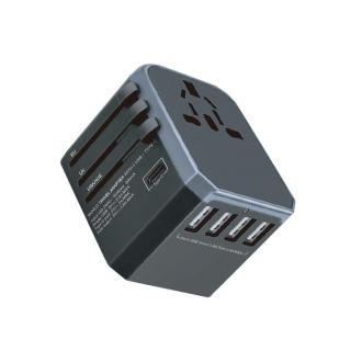 Quad-USB Type-C 5.6A Universal Travel Adapter - Black 