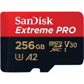 Extreme Pro 256GB microSDXC UHS-I U3 V30 A2 Memory Card with SD/Adapter 