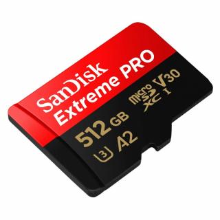 Extreme Pro 512GB microSDXC UHS-I U3 V30 A2 Memory Card with SD Adapter 