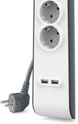 BSV401VF2M 4-Outlet Surge Protector w/USB - Grey/White