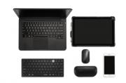 Multi-Device Dual Wireless or Bluetooth Compact Keyboard - Black