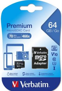 Premium 64GB MicroSDXC Memory Card with Adapter 