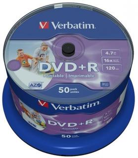 DVD+R Wide Inkjet Printable 16x 4.7GB - 50 Pack Spindle Optical Media 