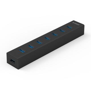 7 port USB3.0 Aluminium Hub - Black 