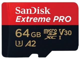 Extreme Pro 64GB microSDXC UHS-I U3 V30 A2 Memory Card with SD Adapter 