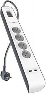 BSV401VF2M 4-Outlet Surge Protector w/USB - Grey/White 