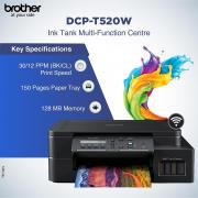 DCP-T520W A4 Inkjet 3-in-1 Ink Tank Printer - Black (Print, Copy, Scan)